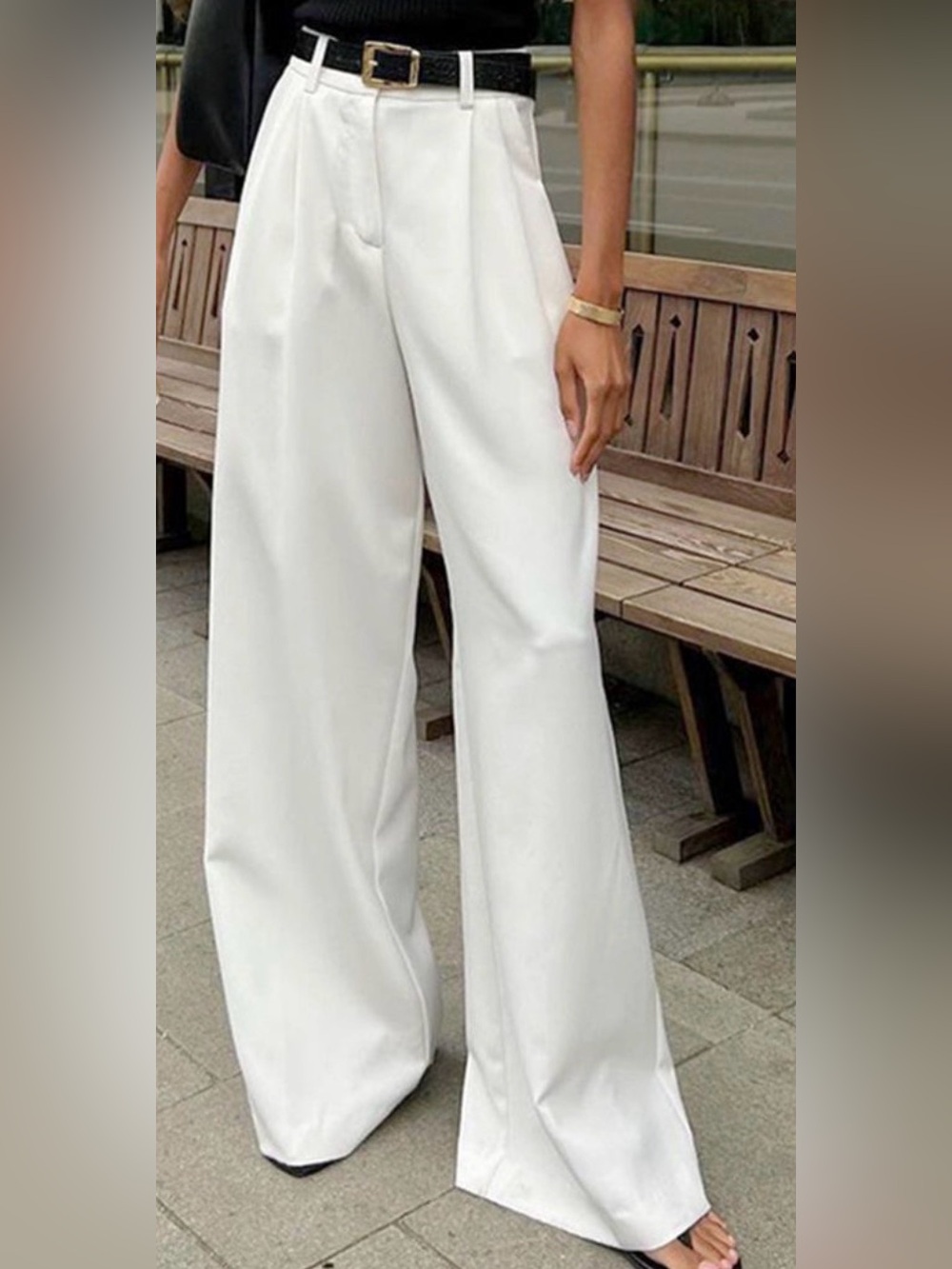 Commense Wide-Leg White Trousers